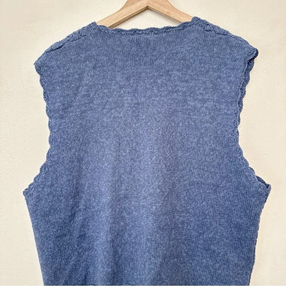 Koret City Blues Womens Large Cottagecore Ramie Blue Knitted Vintage Vest - Picture 11 of 13